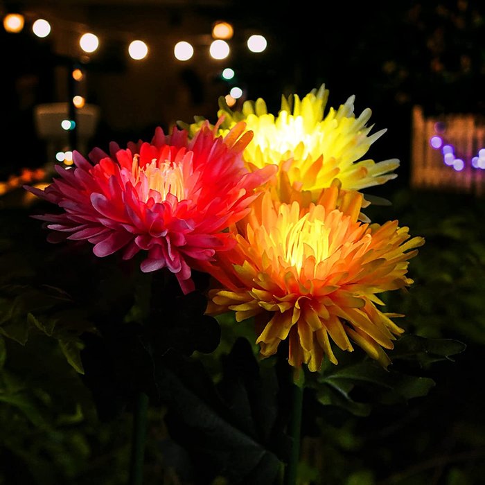 chrysanthemum solar garden stake