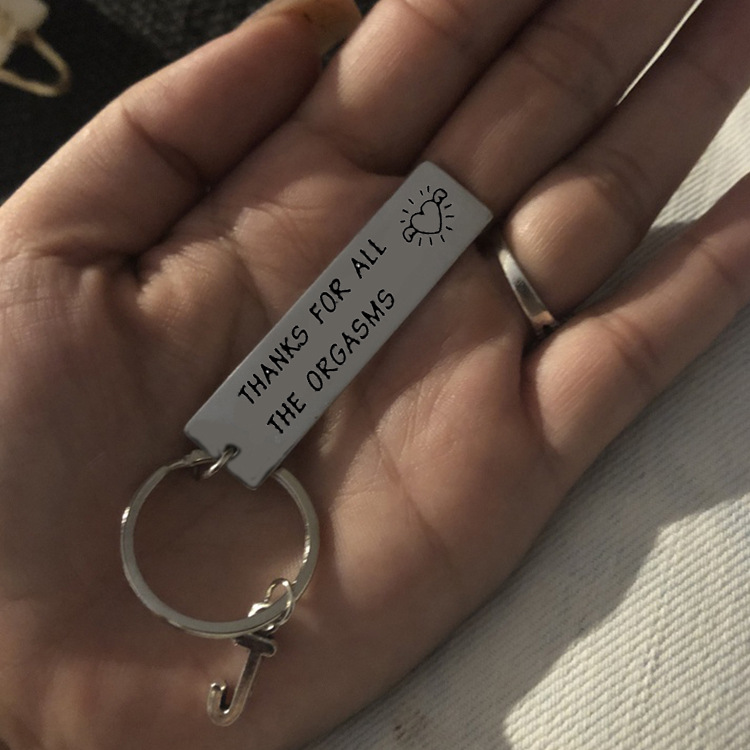Naughty Keychain/Charm Couple Key Ring with letter pendant