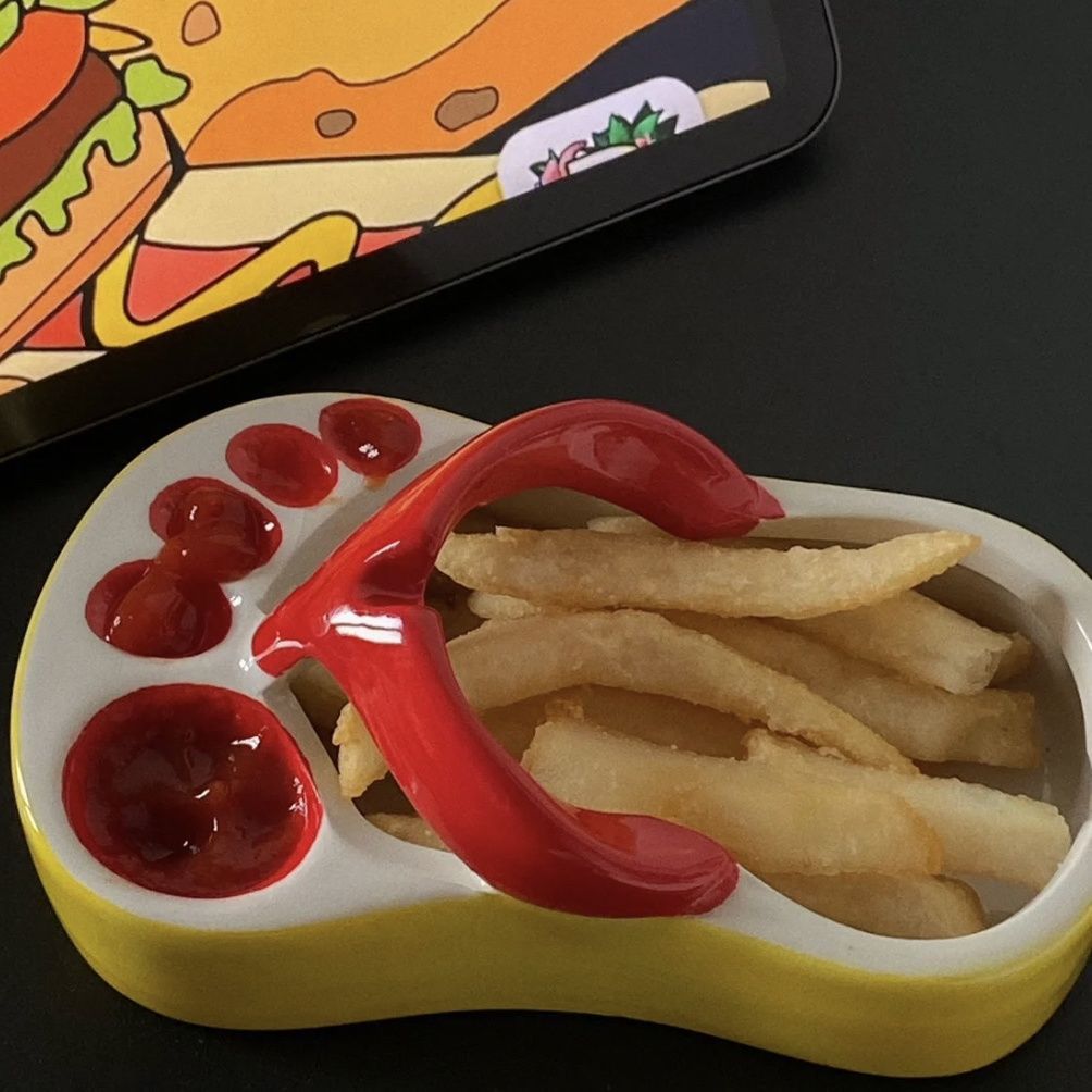 🤣Funny Ceramic Slippers-Mini Fries Plate & Ashtray