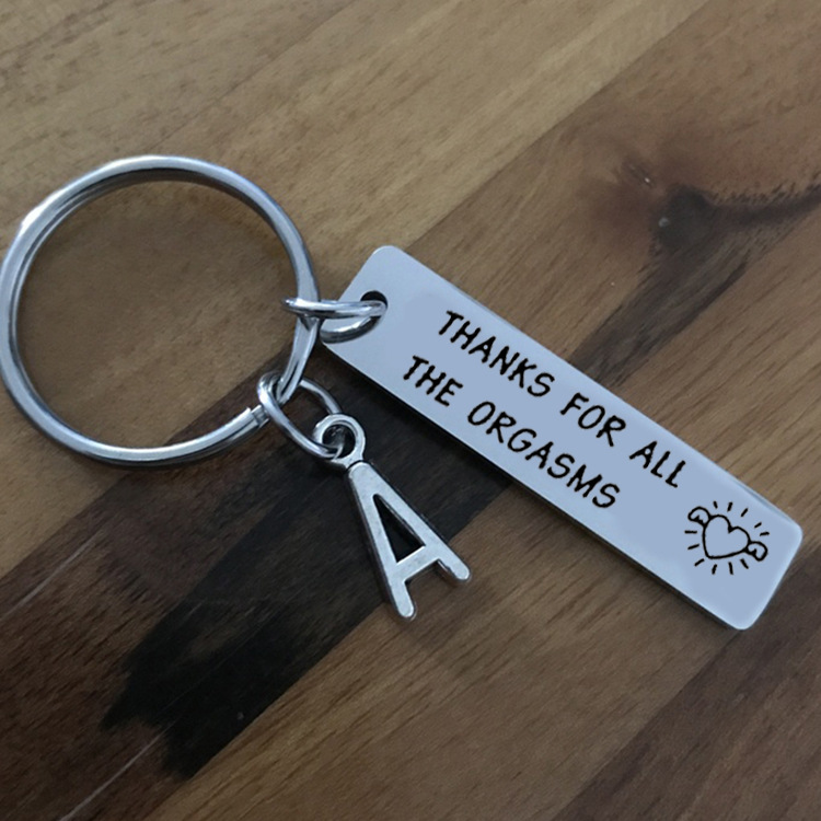 Naughty Keychain/Charm Couple Key Ring with letter pendant