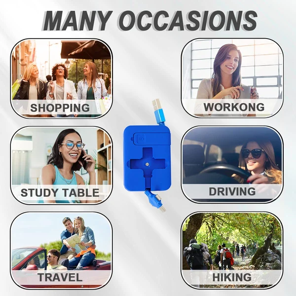 3 in 1 Rechargeable USB Fast Charging Cable & Mobile Stand