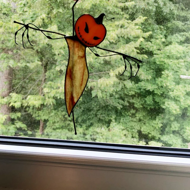 🎃Halloween stained glass decor Scarecrow