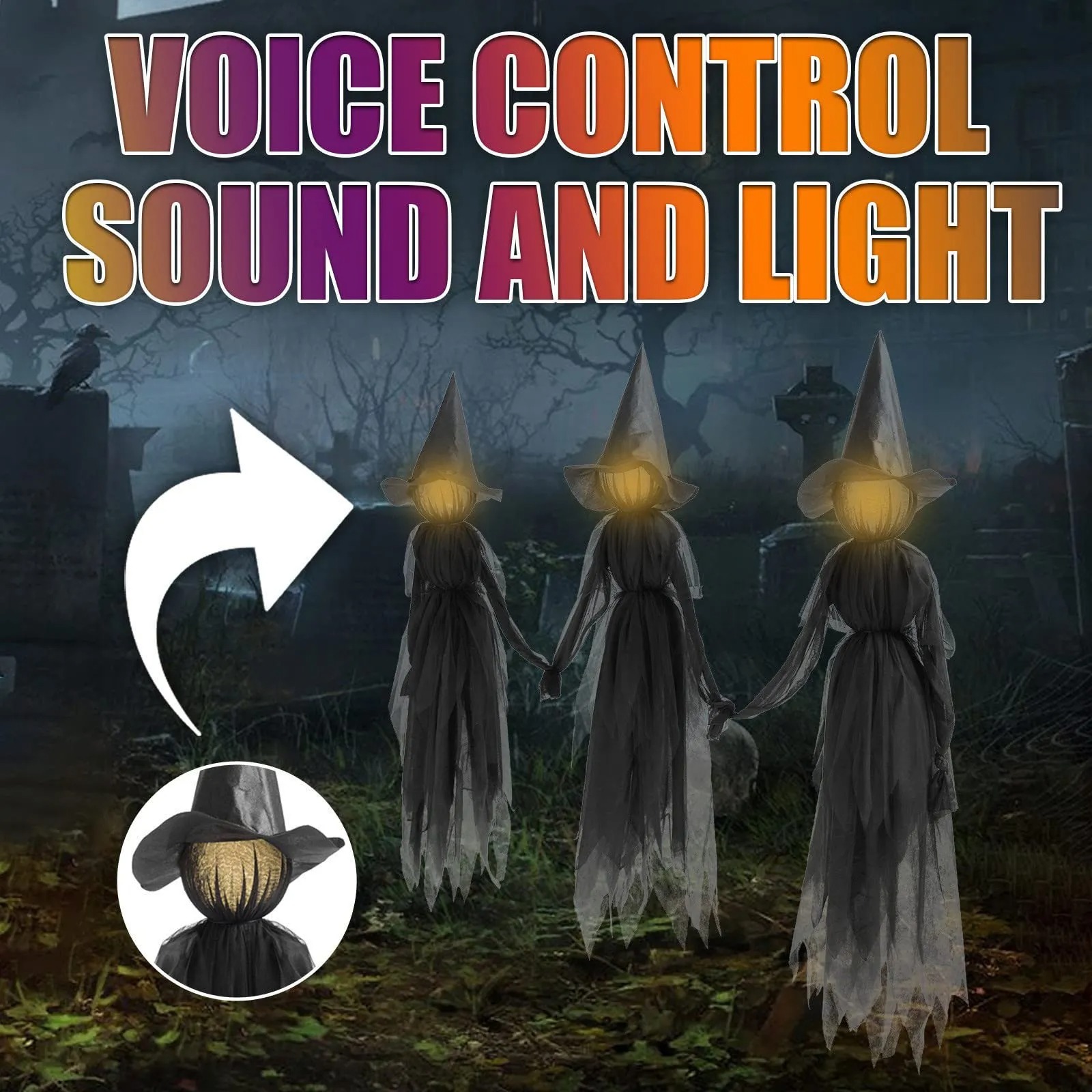 🎃HALLOWEEN PRESALE 50% OFF🎃-Screaming Witches Three Sisters(Voice Control )