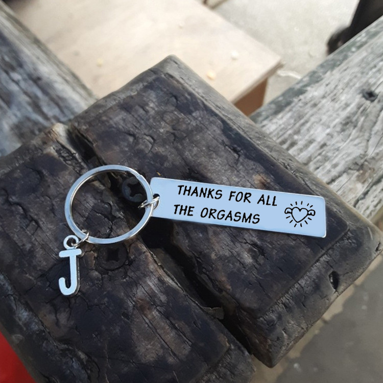 Naughty Keychain/Charm Couple Key Ring with letter pendant