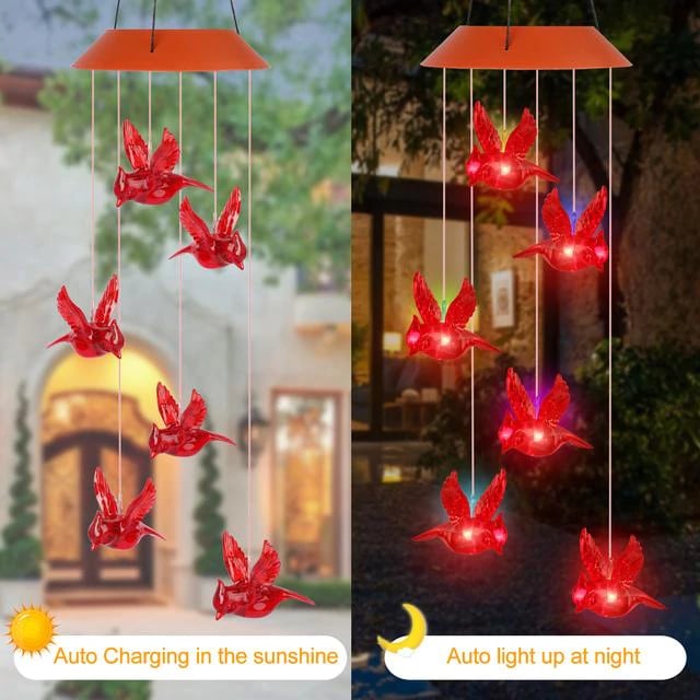 Last Day 50% OFF - Solar Cardinal Wind Chime Light