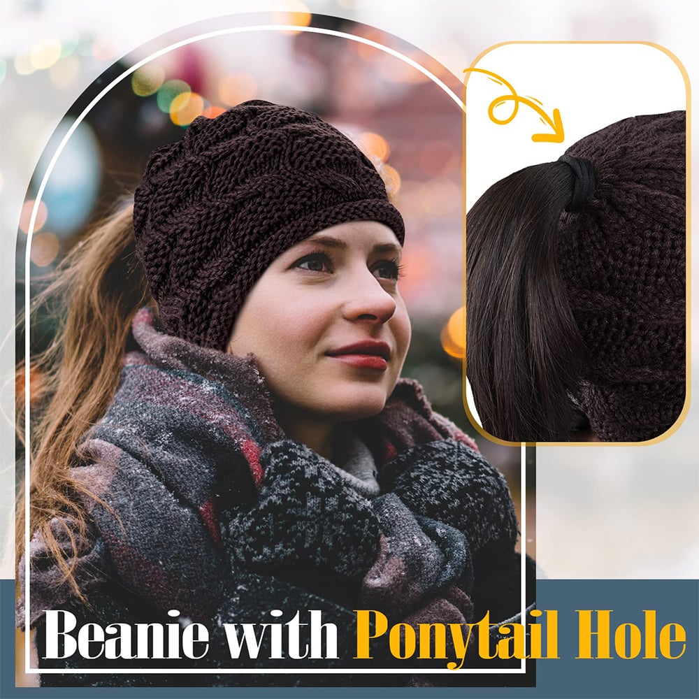 (💝Christmas Pre Sale 50 OFF!!)Soft Knit Ponytail Beanie