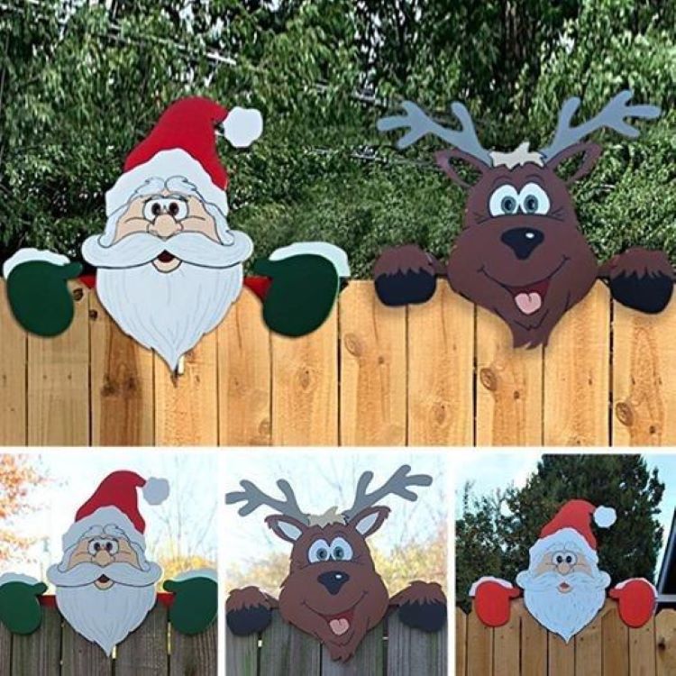 🎅2022 Santa Claus Christmas Fence Peeker Holiday Outdoor Decoration-EchoDecor