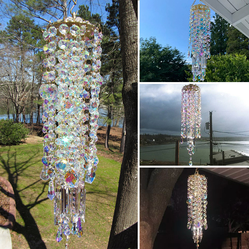 Aurora Crystal Wind Chimes，Made of hundreds of crystals and gems.