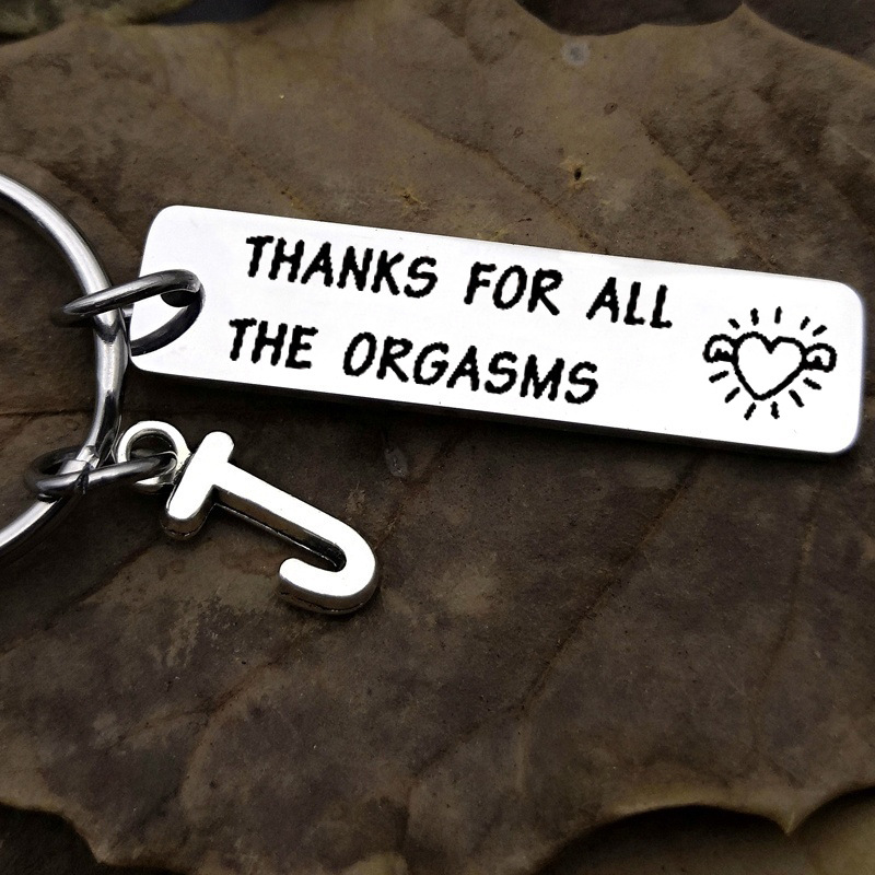 Naughty Keychain/Charm Couple Key Ring with letter pendant