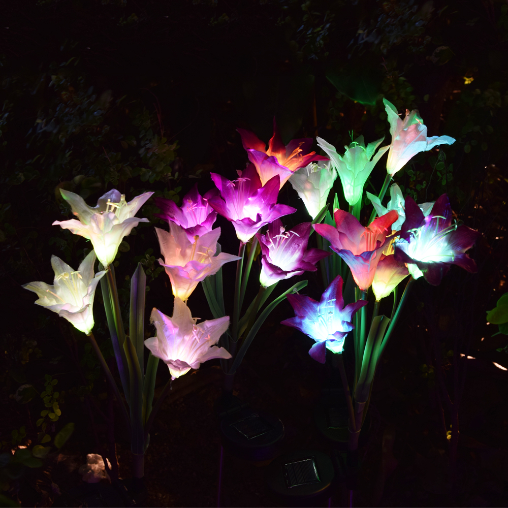 Solar Garden Lights-Lily Flower LED Stake Lights