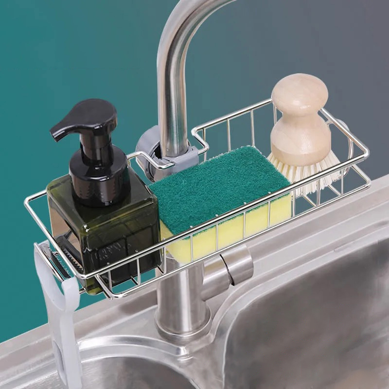 Stainless Steel Faucet RackA Perfect Storage Accessory for Your Kitch