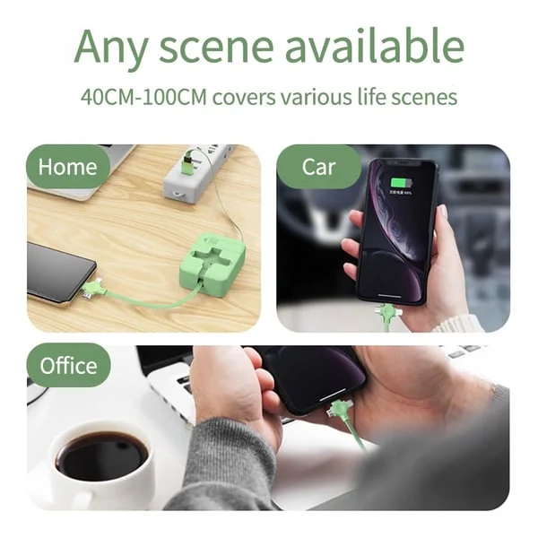 3 in 1 Rechargeable USB Fast Charging Cable & Mobile Stand