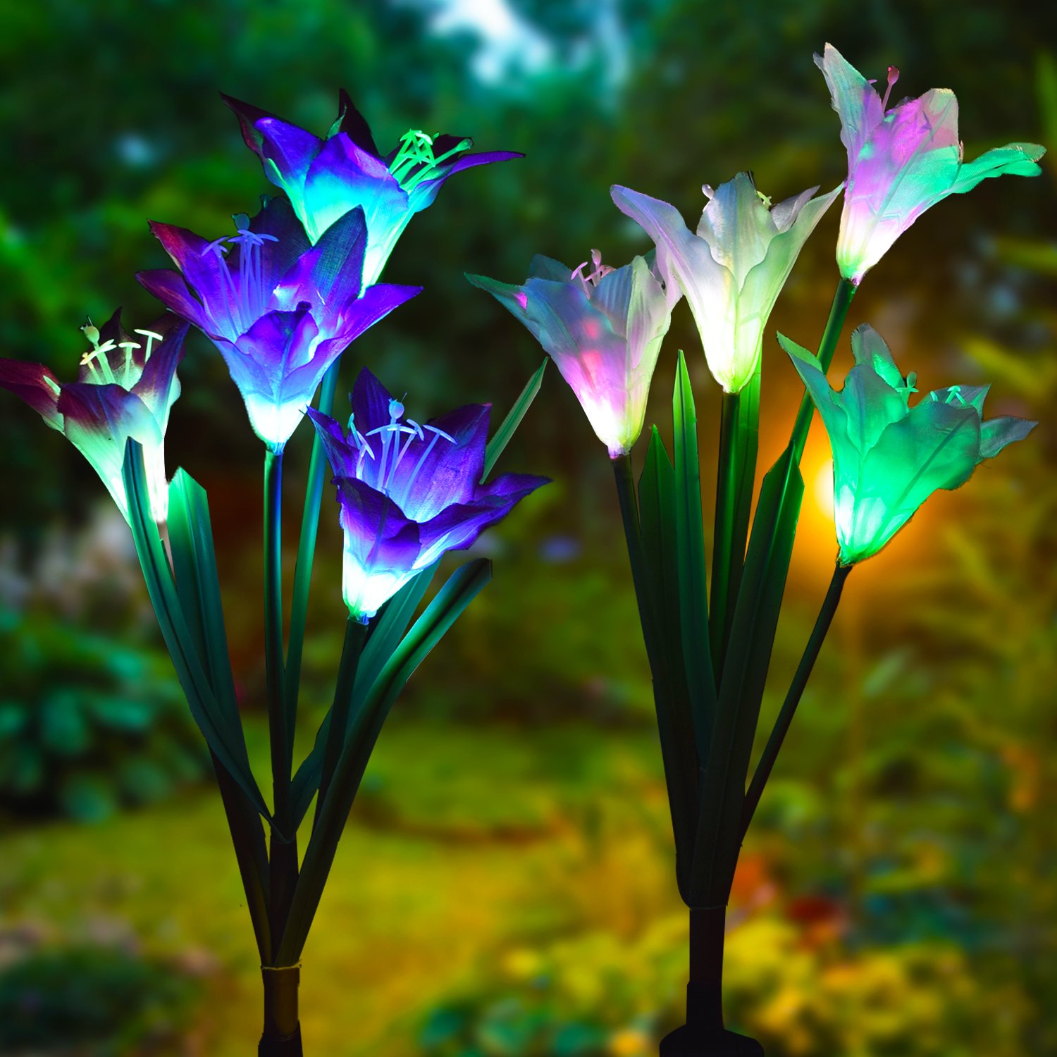 Solar Garden Lights-Lily Flower LED Stake Lights