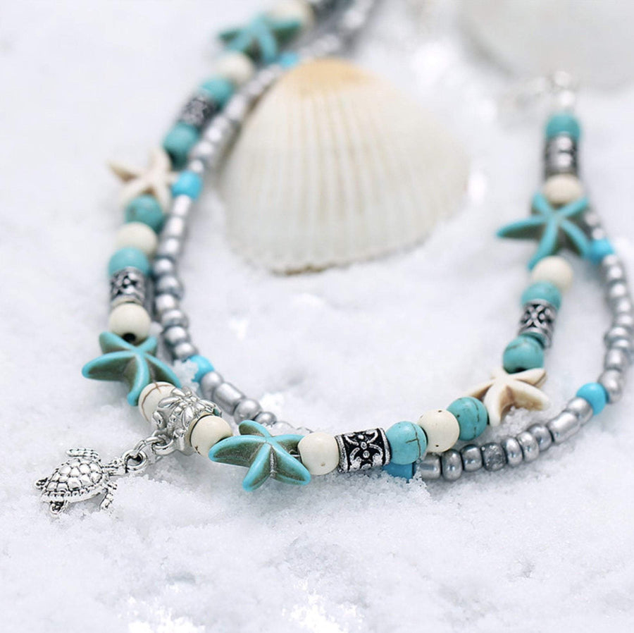 BEACHY SEA STAR & TURTLE ANKLET