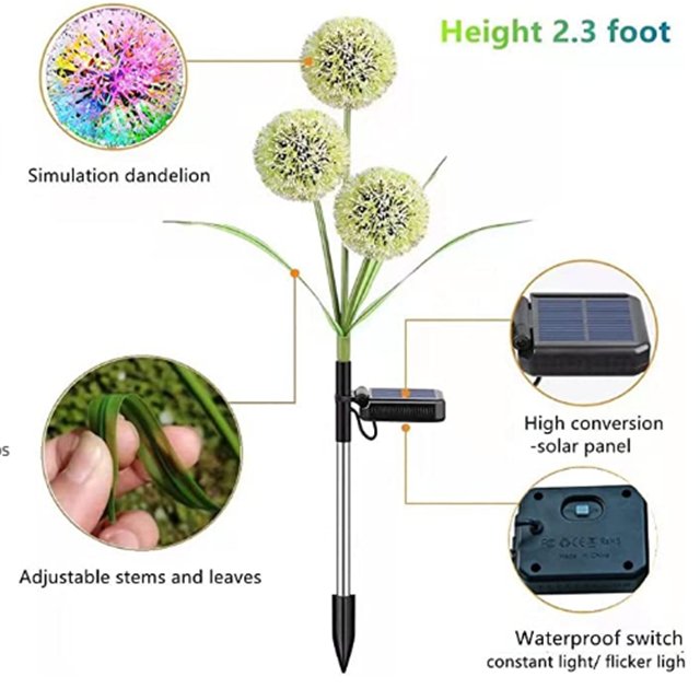 Solar Dandelion Garden Lights - IP65 Waterproof