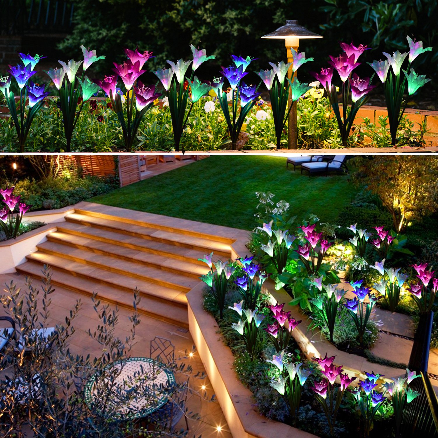 Solar Garden Lights-Lily Flower LED Stake Lights