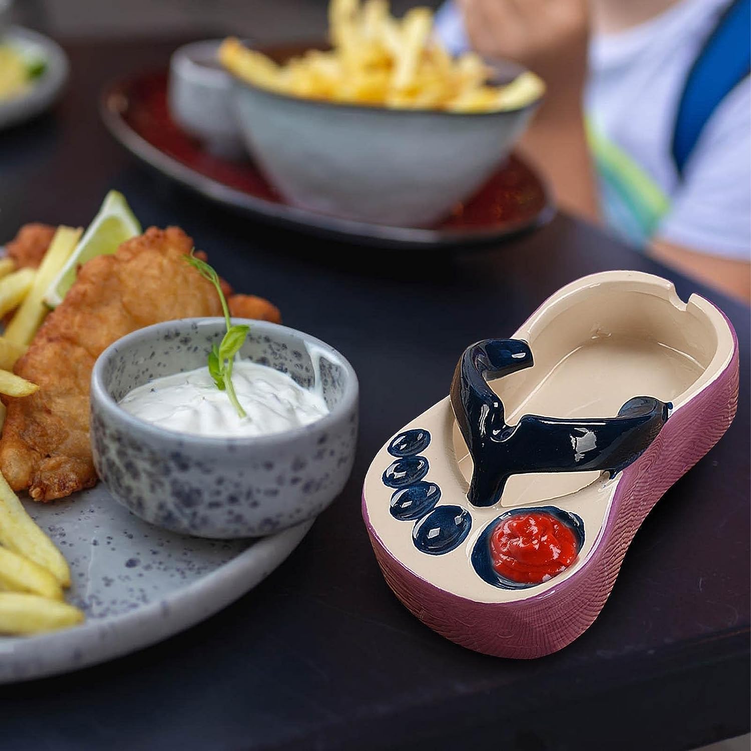 🤣Funny Ceramic Slippers-Mini Fries Plate & Ashtray