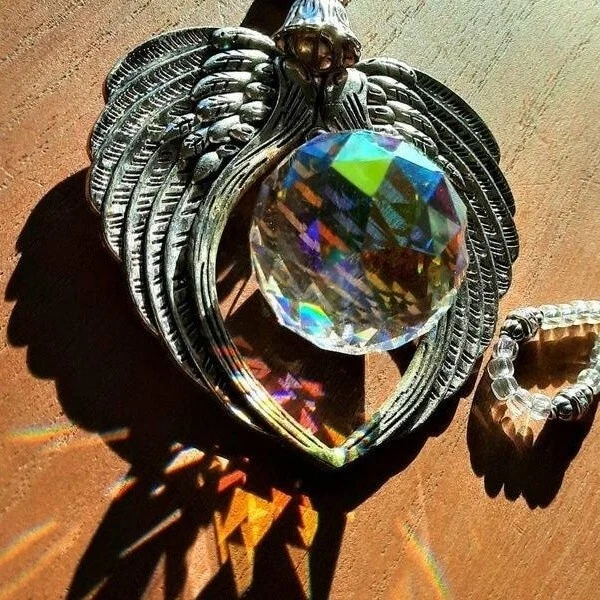 Angel Wings  Crystal and Pewter Wings Suncatcher