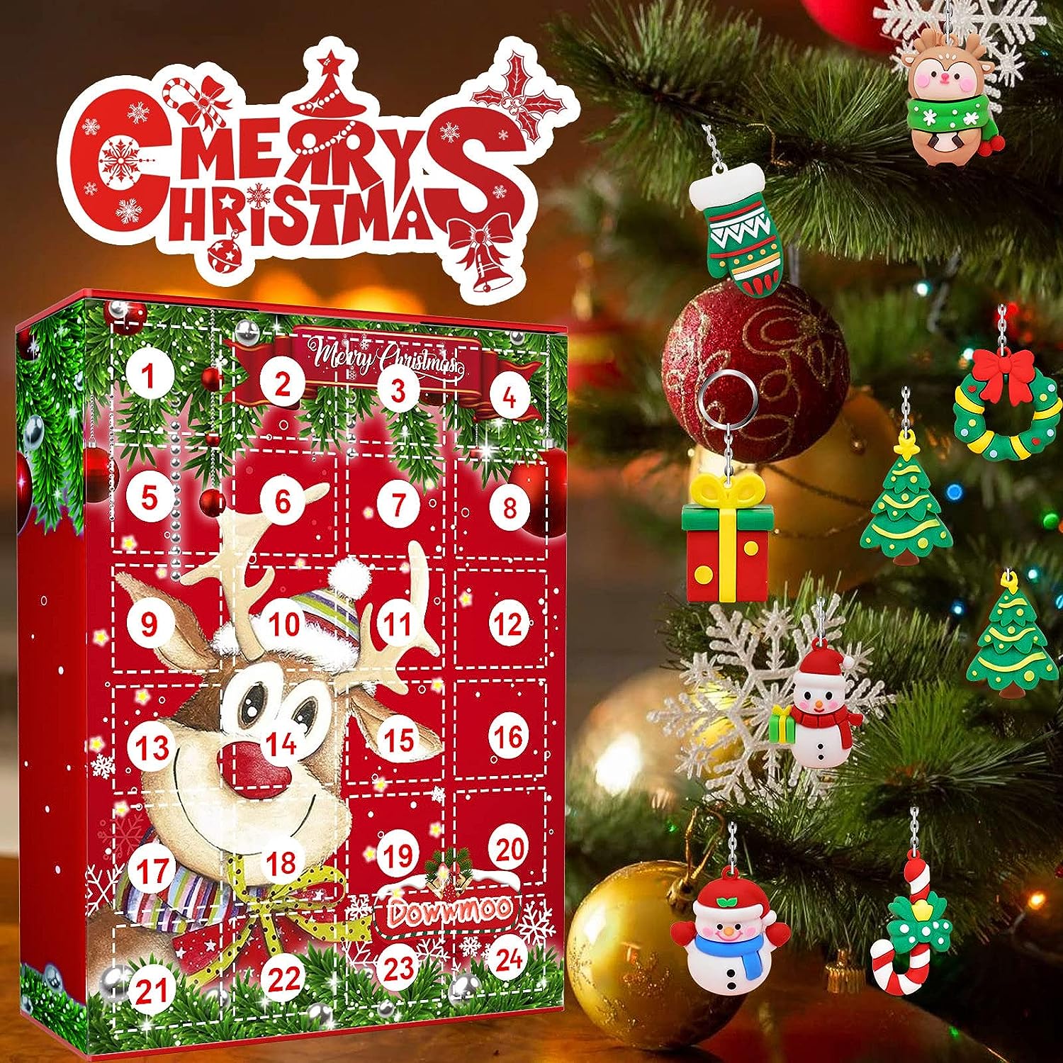 Christmas Countdown Calendar Keychain Gift Box
