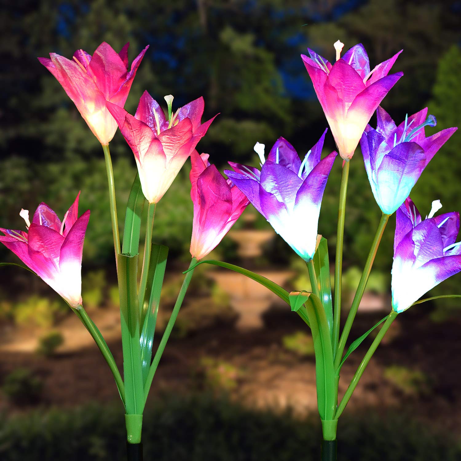 Solar Garden Lights-Lily Flower LED Stake Lights