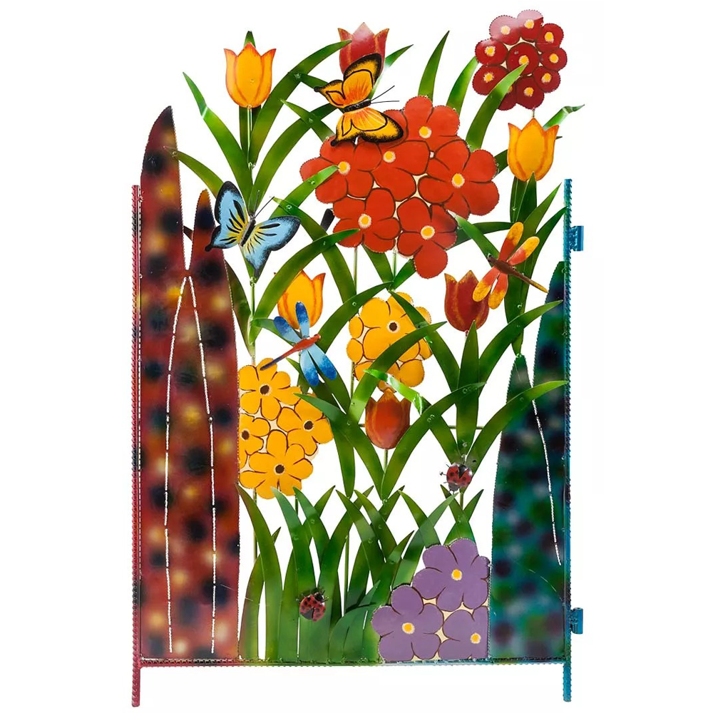 🔥SUMMER SALE🔥Colorful Metal Butterfly and Flower Garden Screen