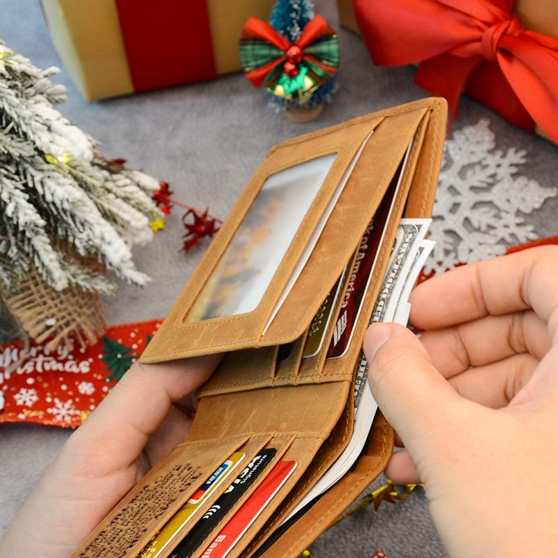 ❤️TO MY GRANDSON/SON - PREMIUM TOP-GRAIN COW LEATHER CARD WALLET