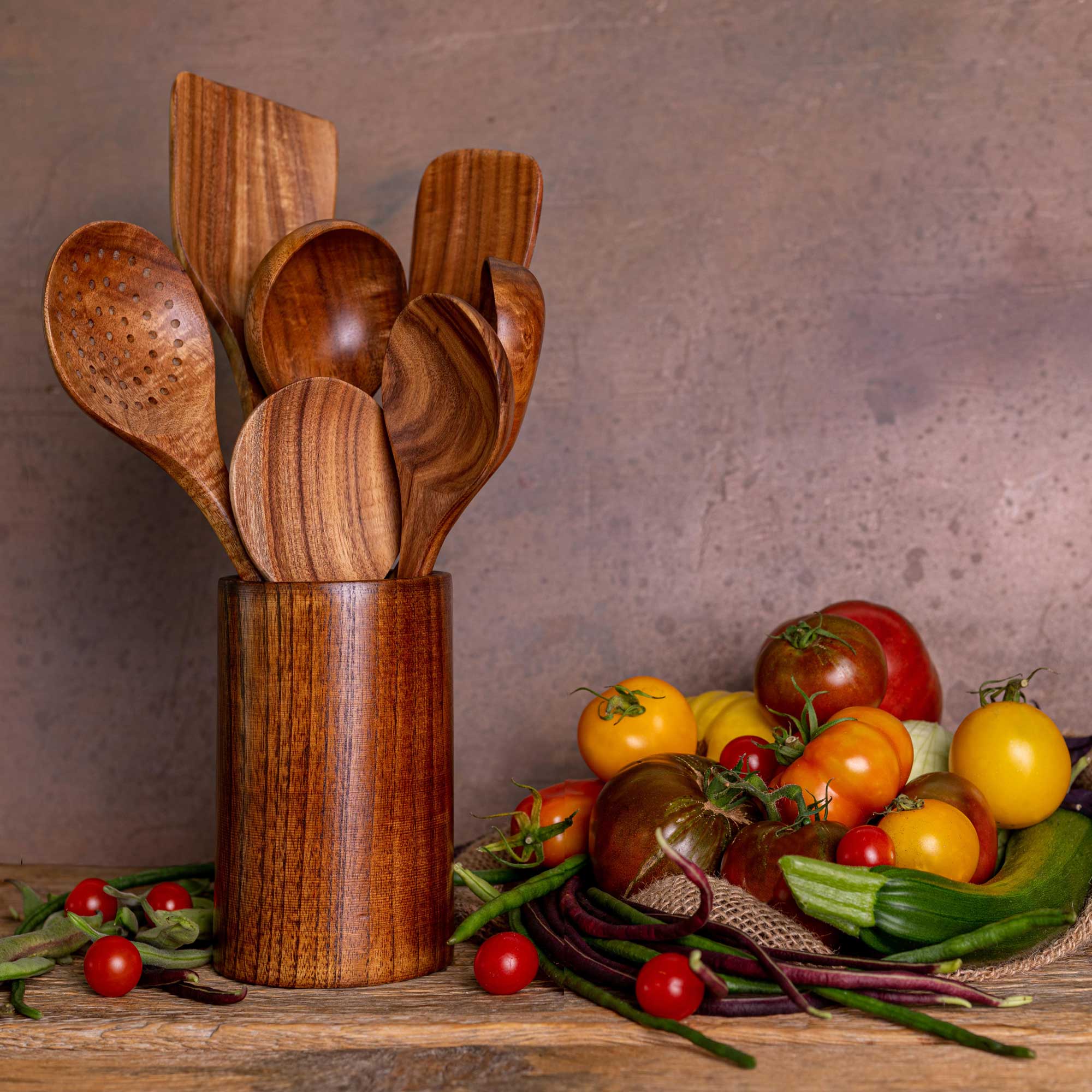 TEAK WOODEN UTENSIL SET