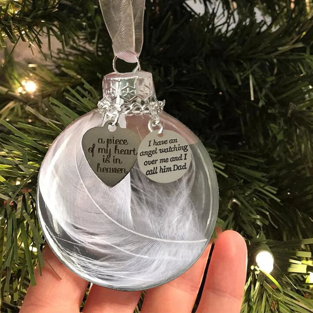 🔥LAST DAY 49% OFF - 💖"A Piece of My Heart Is In Heaven" Feather Ball Memorial Ornament