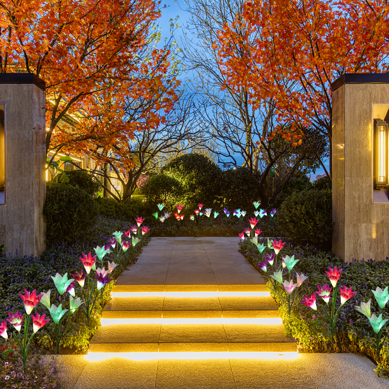 Solar Garden Lights-Lily Flower LED Stake Lights