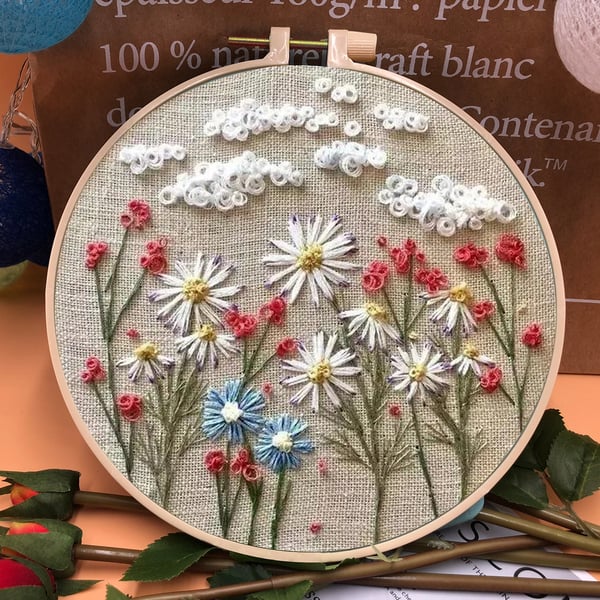 🎁Perfect Gift🌷Embroidery Hoop Flower Kit for Beginner