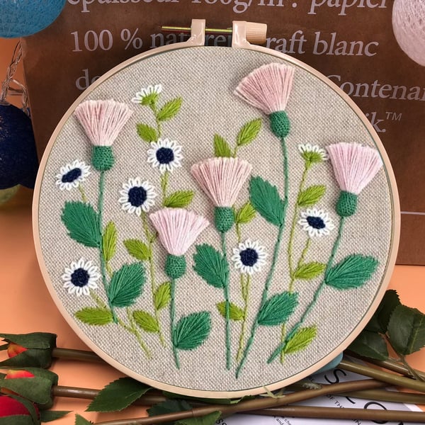 🎁Perfect Gift🌷Embroidery Hoop Flower Kit for Beginner