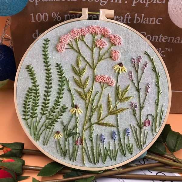 🎁Perfect Gift🌷Embroidery Hoop Flower Kit for Beginner