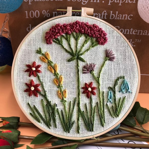 🎁Perfect Gift🌷Embroidery Hoop Flower Kit for Beginner