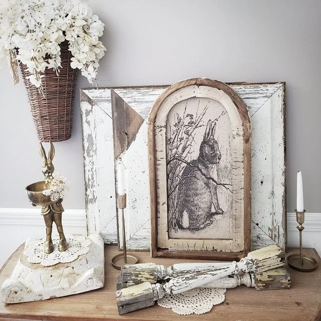 Rabbit Wall Art Rustic Farmhouse Decor