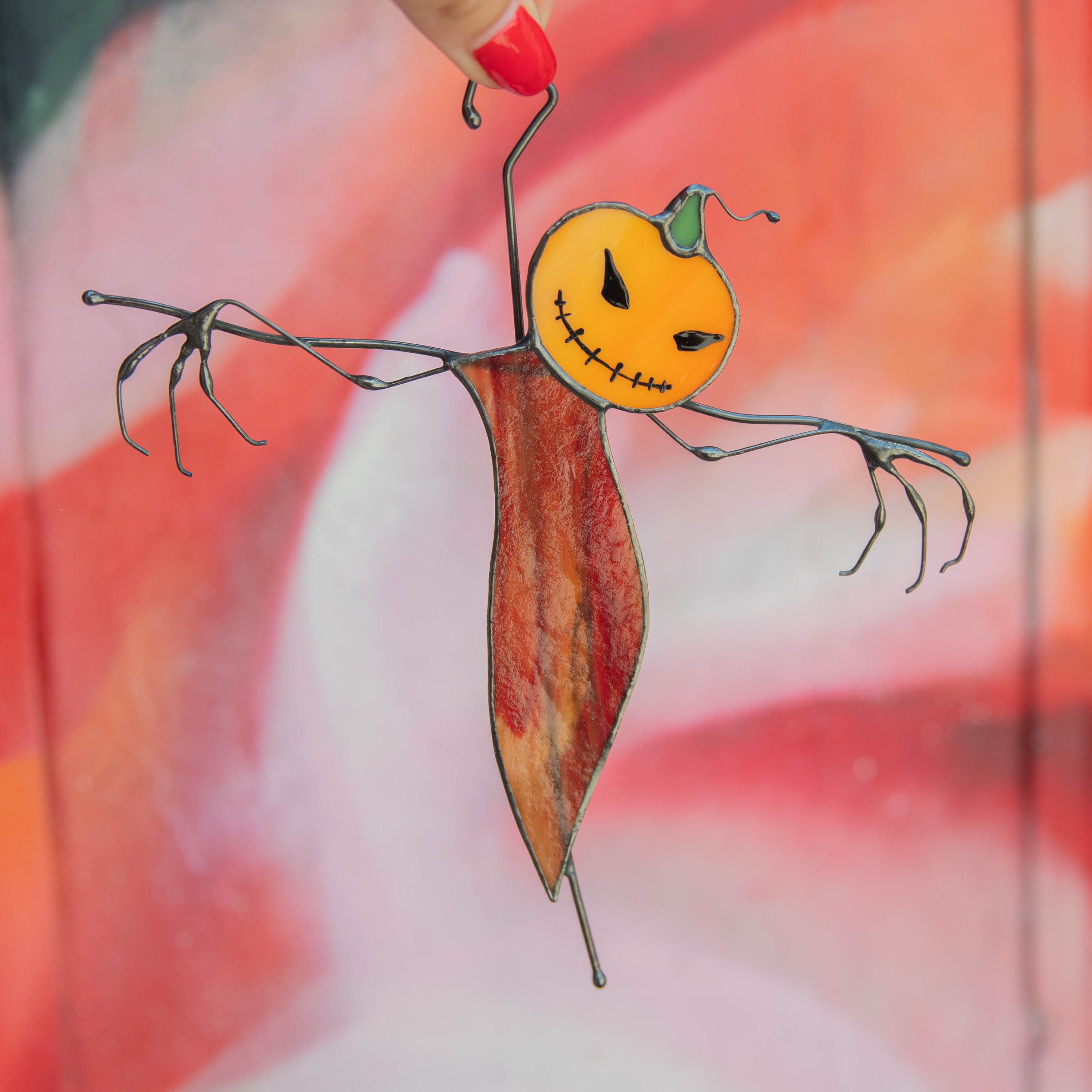 🎃Halloween stained glass decor Scarecrow