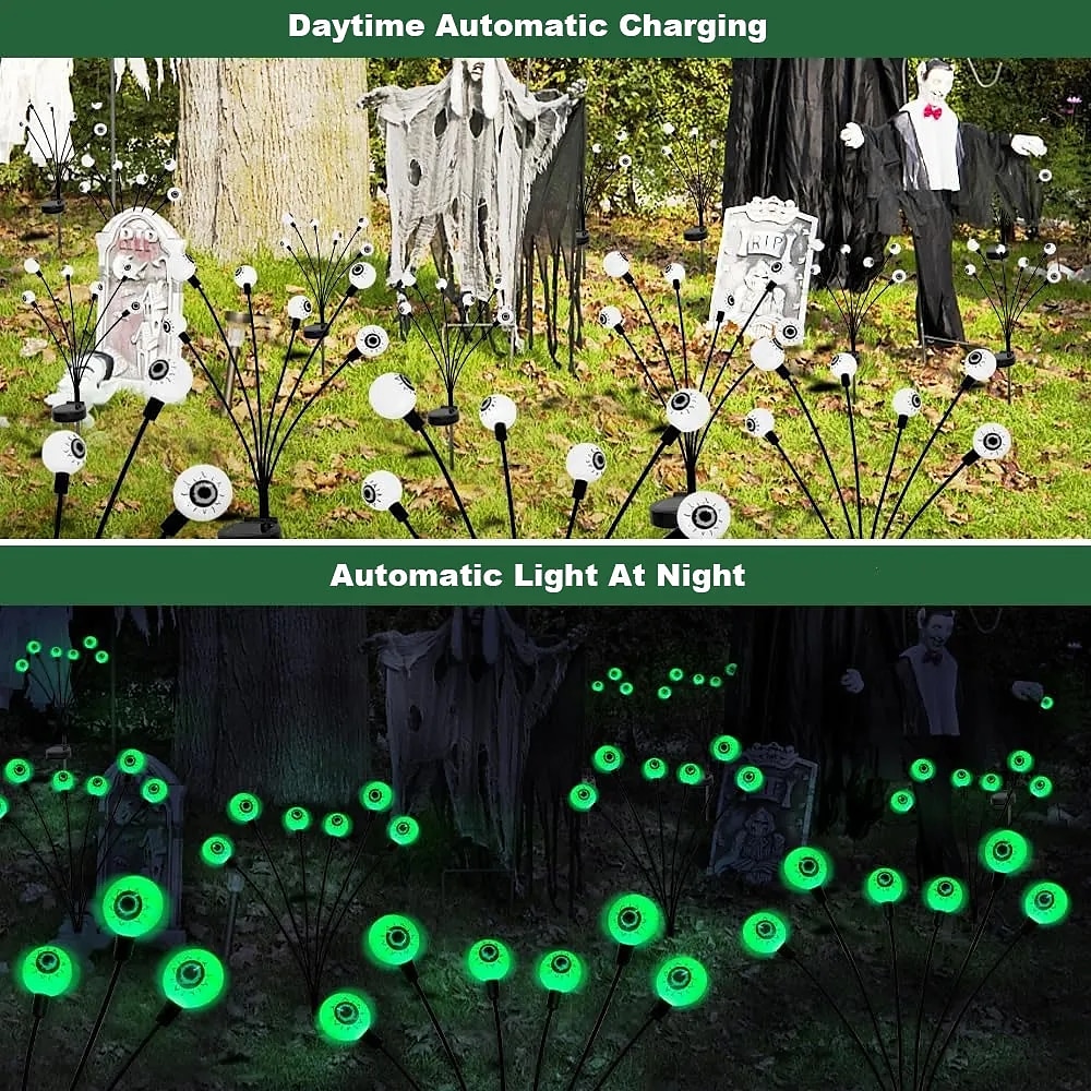 Solar Halloween Firefly Lights Eyeball Swing Lights Halloween Ghost Eyes Lawn Lamp Outdoor Patio Holiday Party Halloween Decoration 1pc 2023 - US $8.49 &ndash;P2
