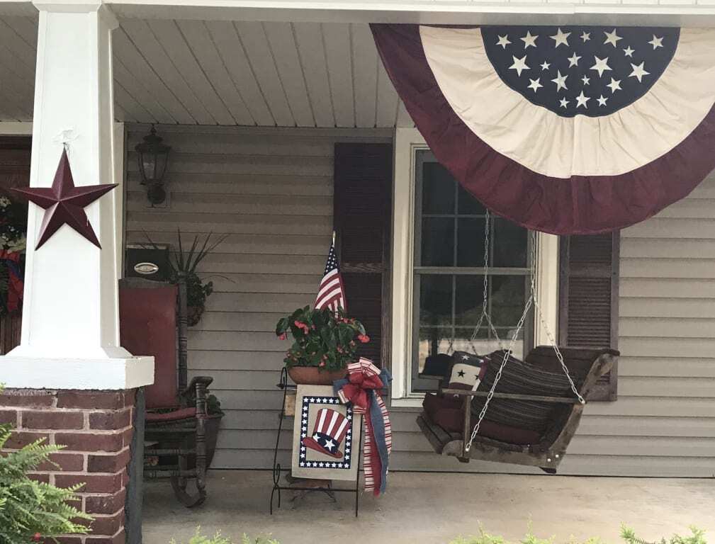 Half-Round Cotton Duck Patriotic Vintage Bunting with Embroidery