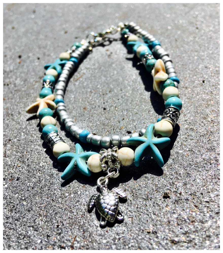 BEACHY SEA STAR & TURTLE ANKLET