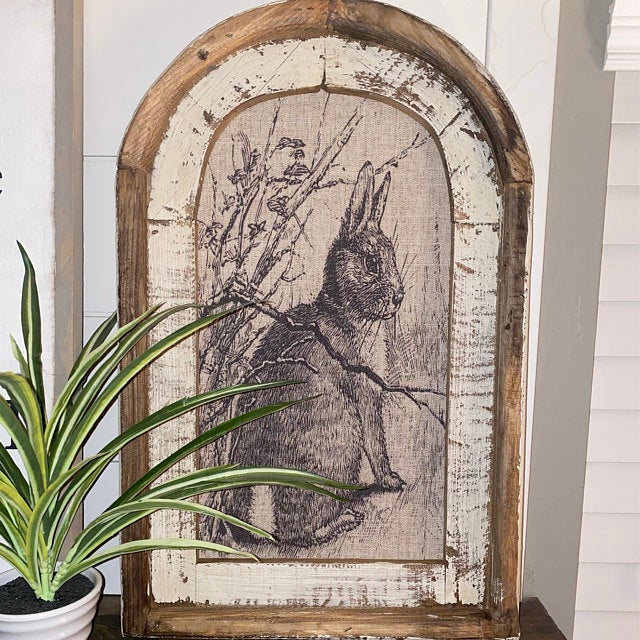 Rabbit Wall Art Rustic Farmhouse Decor