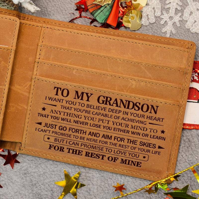 ❤️TO MY GRANDSON/SON - PREMIUM TOP-GRAIN COW LEATHER CARD WALLET