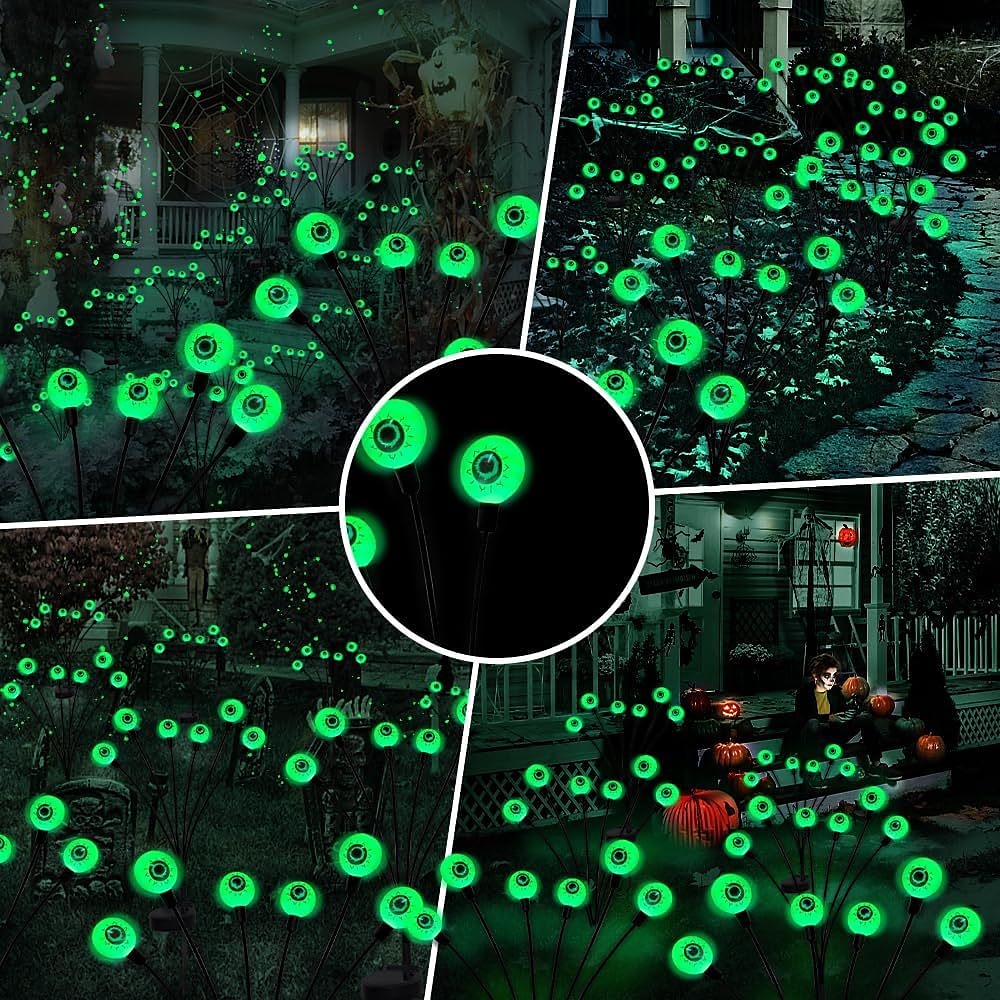 Solar Halloween Firefly Lights Eyeball Swing Lights Halloween Ghost Eyes Lawn Lamp Outdoor Patio Holiday Party Halloween Decoration 1pc 2023 - US $8.49 &ndash;P10