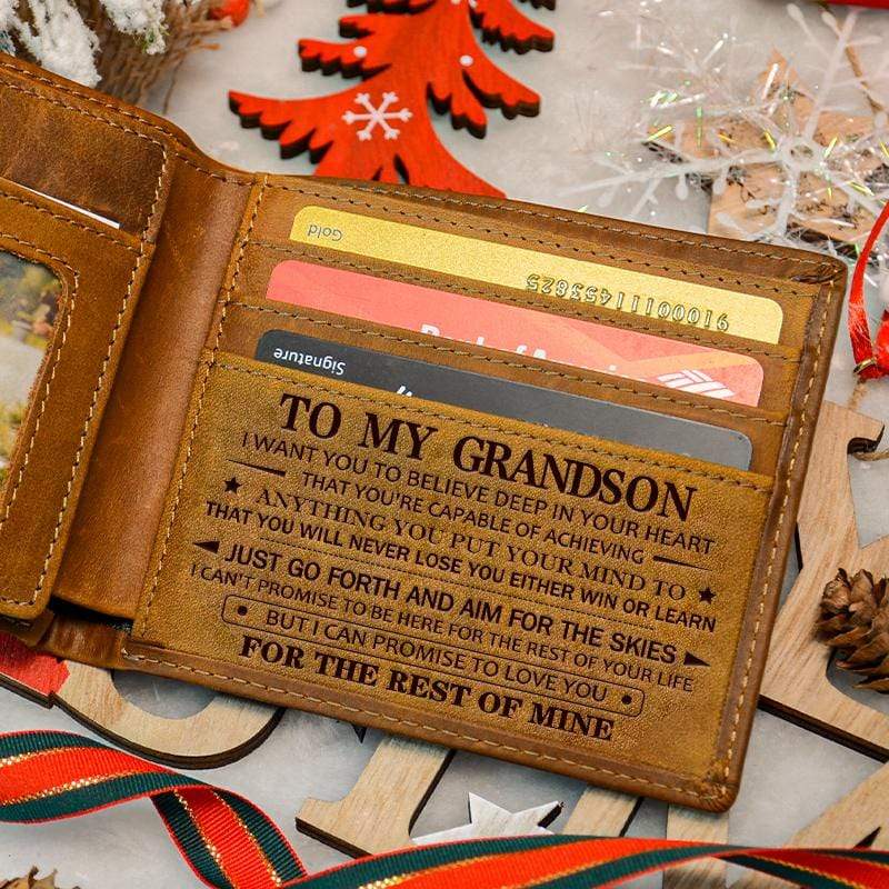 ❤️TO MY GRANDSON/SON - PREMIUM TOP-GRAIN COW LEATHER CARD WALLET
