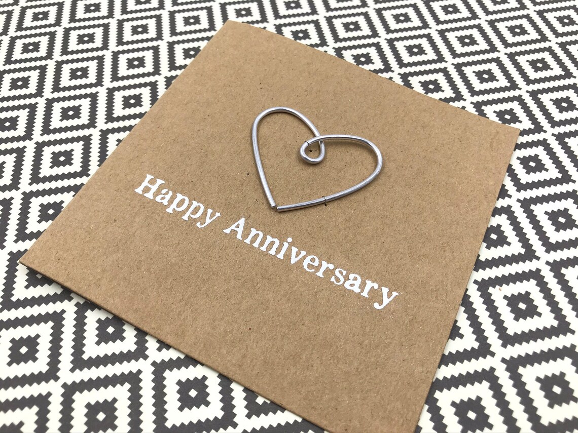 Happy Anniversary Card - - Steel Wire Heart