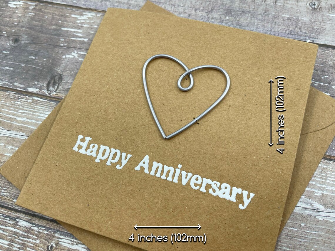 Happy Anniversary Card - - Steel Wire Heart