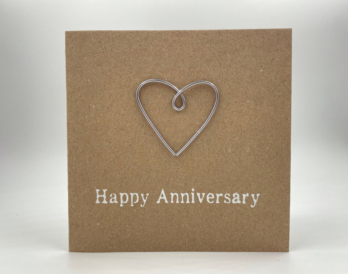 Happy Anniversary Card - - Steel Wire Heart