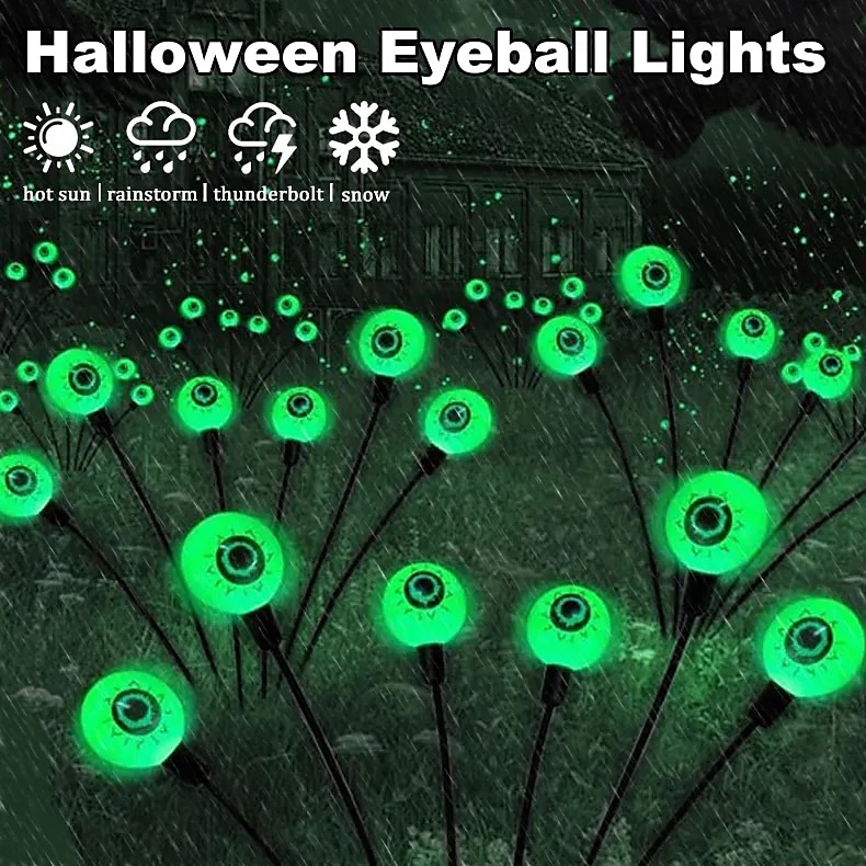 Solar Halloween Firefly Lights Eyeball Swing Lights Halloween Ghost Eyes Lawn Lamp Outdoor Patio Holiday Party Halloween Decoration 1pc 2023 - US $8.49 &ndash;P1