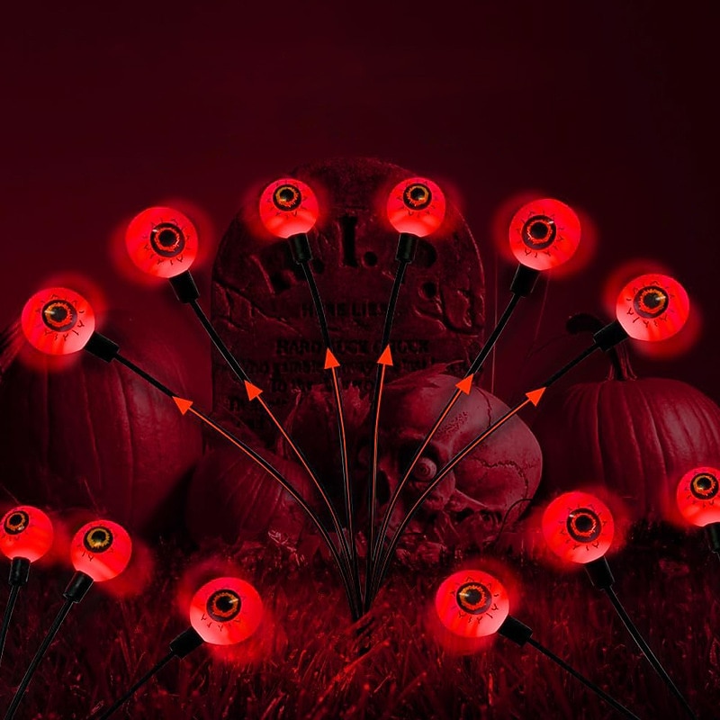 Solar Halloween Firefly Lights Eyeball Swing Lights Halloween Ghost Eyes Lawn Lamp Outdoor Patio Holiday Party Halloween Decoration 1pc 2023 - US $8.49 &ndash;P9