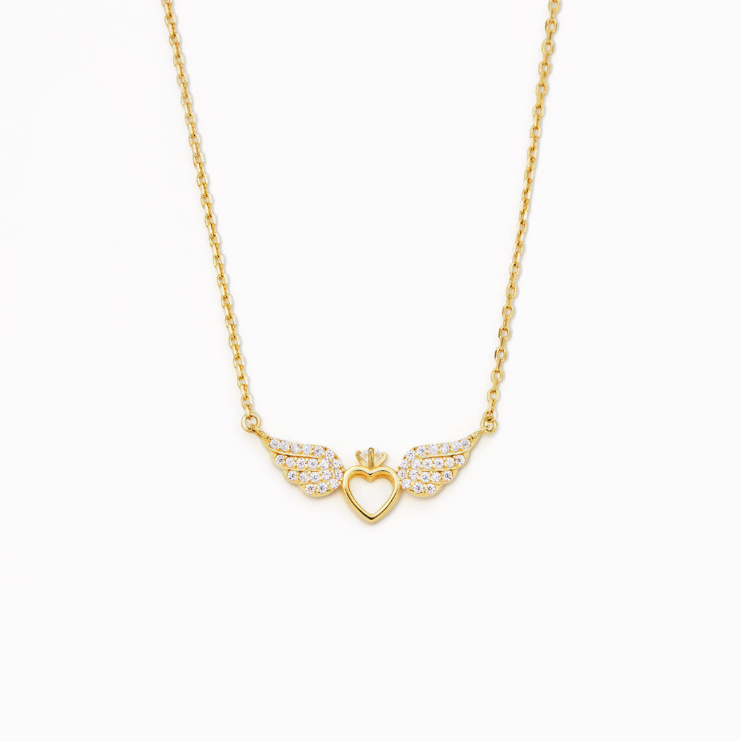 Spread Your Wings And Fly Heart And Angel Wings Necklace-belovejewel.com