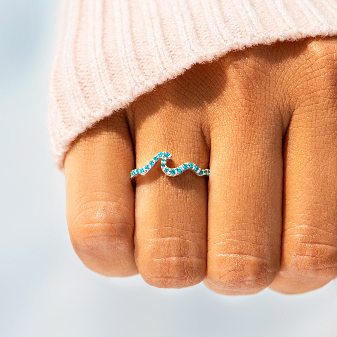 Daughter The Entire Ocean Is Yours Pavé Wave Ring-belovejewel.com