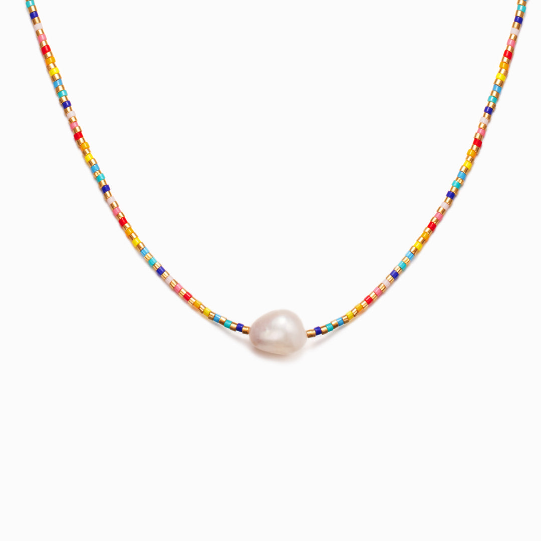 Rainbow Pearl Necklace-belovejewel.com
